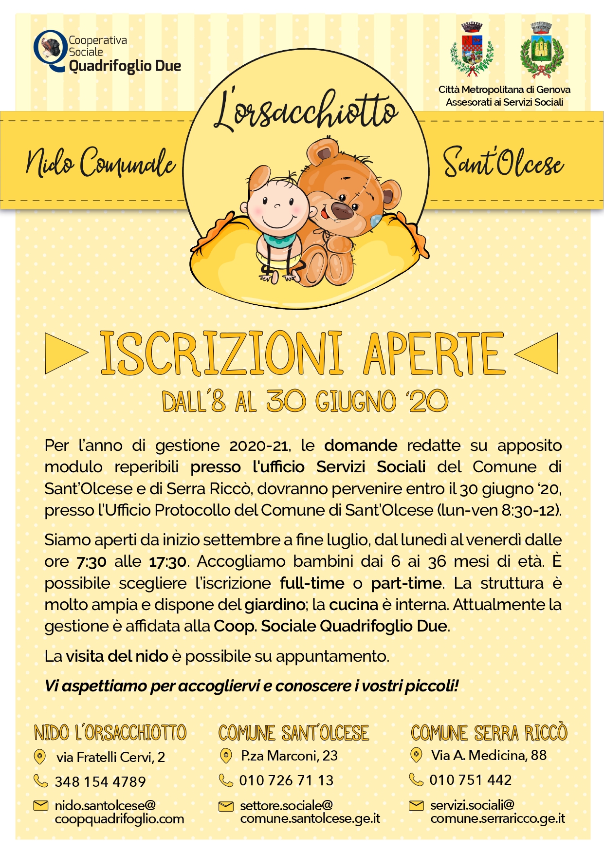 Iscrizioni aslio nido comunale anno 2020/2021